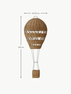 Handgefertigter Deko-Heißluftballon Huggi aus Rattan
