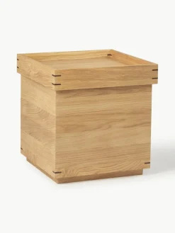 Handgefertigter Eichenholz-Beistelltisch Japanese mit Stauraum