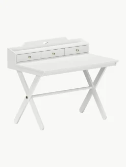 Handgefertigter Holz-Schreibtisch Luca, höhenverstellbar