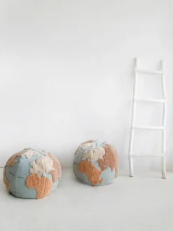Handgefertigter Kinder-Pouf World Map