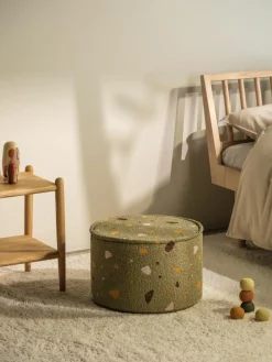 Handgefertigter Kinder-Pouf Sugar aus Bouclé, Ø 40 cm