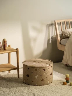 Handgefertigter Kinder-Pouf Sugar aus Bouclé, Ø 40 cm