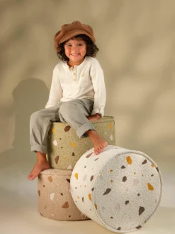 Handgefertigter Kinder-Pouf Sugar aus Bouclé, Ø 40 cm