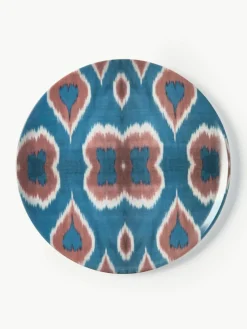 Handgefertigter Porzellan-Speiseteller Ikat