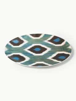 Handgefertigter Porzellan-Frühstücksteller Ikat