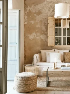 Handgefertigter Pouf Bono aus Jute