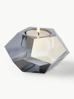 Handgefertigter Teelichthalter Pentaki aus Kristallglas