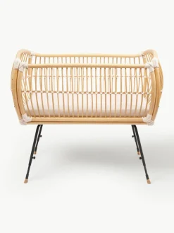 Handgefertigtes Beistell-Babybett Martha aus Rattan, höhenverstellbar