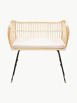 Handgefertigtes Beistell-Babybett Martha aus Rattan, höhenverstellbar