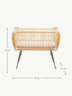 Handgefertigtes Beistell-Babybett Martha aus Rattan, höhenverstellbar