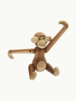 Handgefertigtes Deko-Objekt Monkey aus Teakholz, H 10 cm