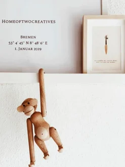 Handgefertigtes Deko-Objekt Monkey aus Teakholz, H 10 cm