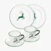 Handgefertigtes Kaffeeservice Grüner Hirsch, 2 Personen (6-tlg.)