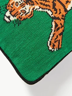 Handgefertigtes Woll-Dekokissen Tiger