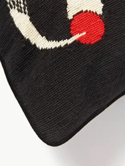 Handgefertigtes Woll-Dekokissen Lips Smolder