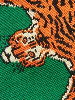 Handgefertigtes Woll-Dekokissen Tiger