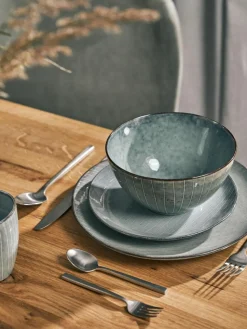 Handgemachte Frühstücksteller Nordic Sea, 4 Stück