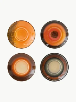 Handgemachte Keramik-Untertassen 70's, 4er-Set