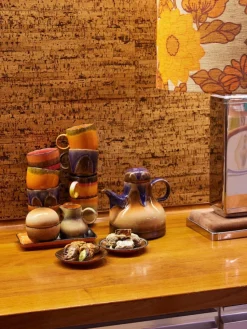 Handgemachte Keramik-Untertassen 70's, 4er-Set