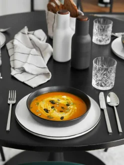 Handgemachte Porzellan-Speiseteller Salt, 4 Stück