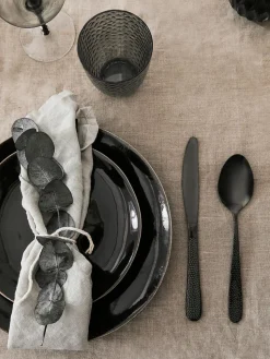 Handgemachte Speiseteller Nordic Coal, 4 Stück