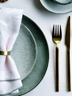 Handgemachte Speiseteller Nordic Sea, 4 Stück