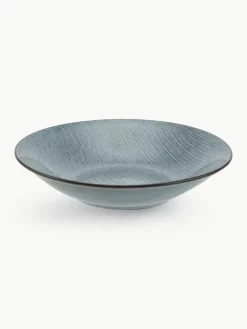 Handgemachte Suppenteller Nordic Sea, 4 Stück