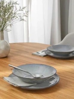 Handgemachte Suppenteller Nordic Sea, 4 Stück