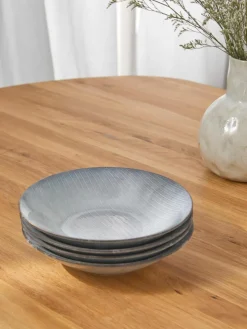 Handgemachte Suppenteller Nordic Sea, 4 Stück