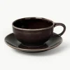 Handgemachte Teetasse Nordic Coal mit Untertasse
