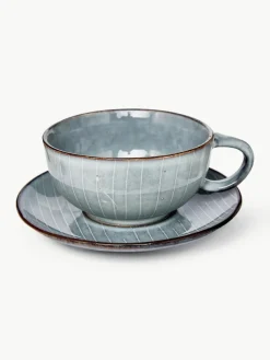 Handgemachte Teetasse Nordic Sea mit Untertasse