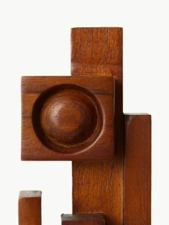 Handgemachtes Deko-Objekt Skyline aus Teakholz