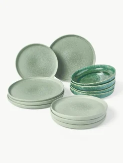 Handgemachtes Geschirr-Set Pam mit reaktiver Glasur, 4 Personen (12-tlg.)