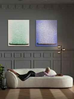 Handgemalter Leinwanddruck Flower Boat