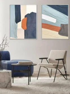 Handgemaltes Leinwandbild Fabrics mit Rahmen