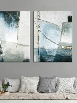 Handgemaltes Leinwandbild Golden Blue II