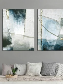 Handgemaltes Leinwandbild Golden Blue I