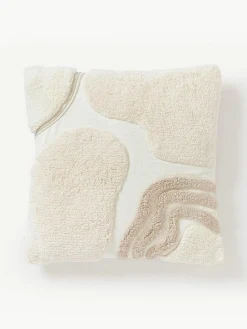 Handgetuftete Kissenhülle Coraline mit Verzierungen