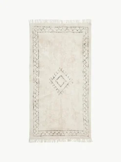 Handgetufteter Baumwollteppich Fionn mit Fransen