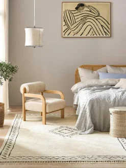 Handgetufteter Baumwollteppich Fionn mit Fransen