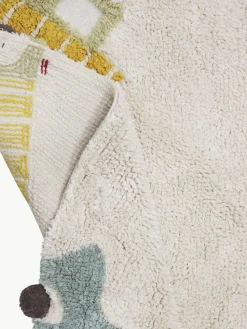 Handgetufteter runder Kinderteppich Wheels mit Hoch-Tief-Effekt, waschbar