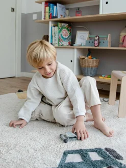 Handgetufteter runder Kinderteppich Wheels mit Hoch-Tief-Effekt, waschbar