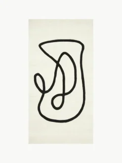 Handgetufteter Wollteppich Line mit One Line Zeichnung