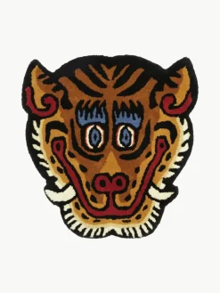 Handgetufteter Wollteppich Tiger Face