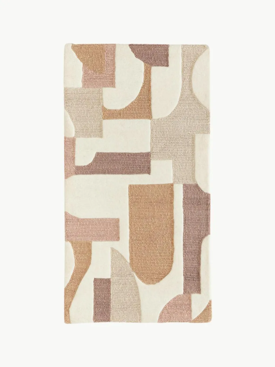 Handgetufteter Wollteppich Corin mit Hoch-Tief-Struktur