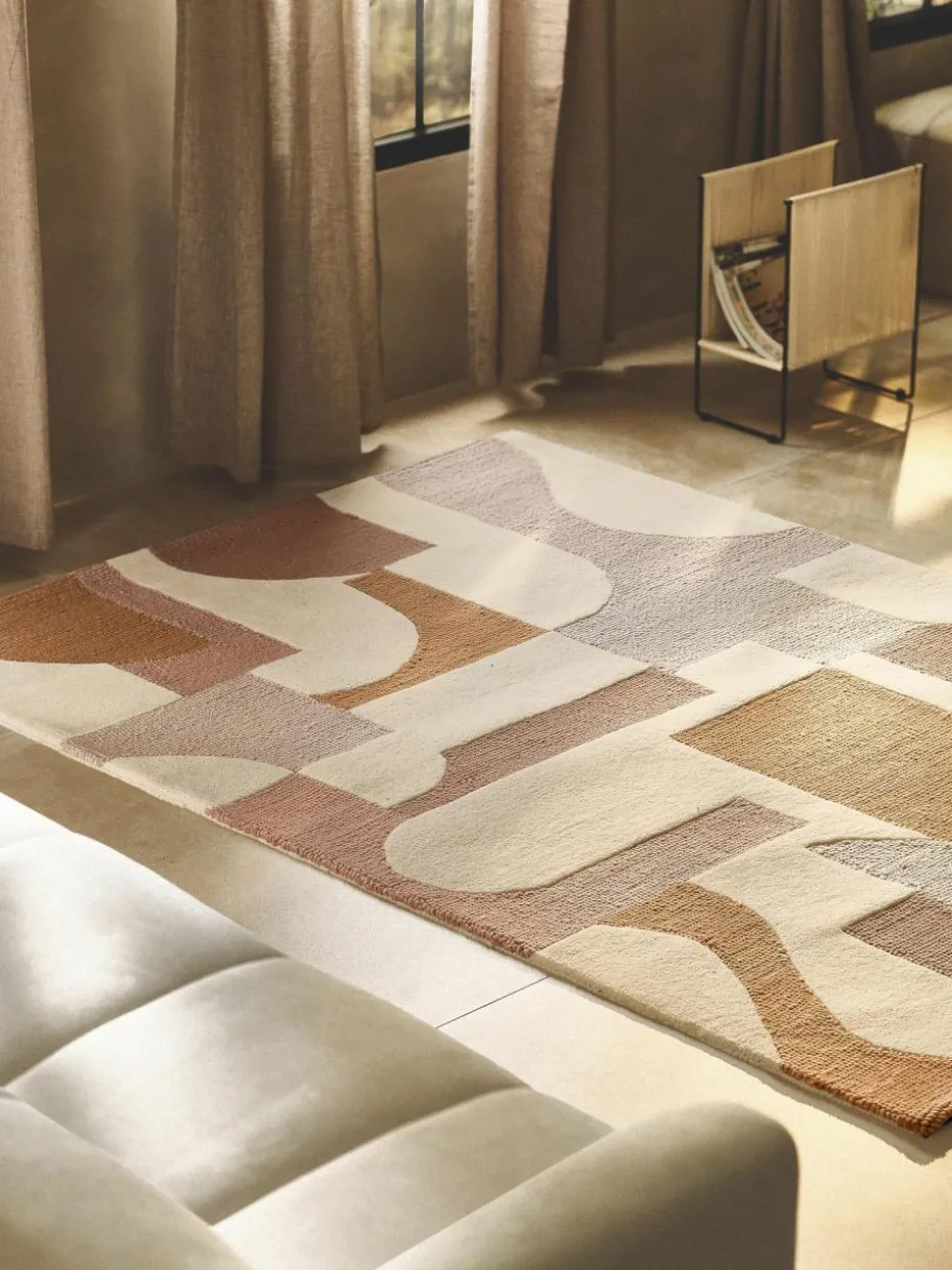 Handgetufteter Wollteppich Corin mit Hoch-Tief-Struktur