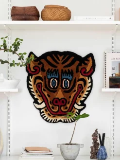 Handgetufteter Wollteppich Tiger Face