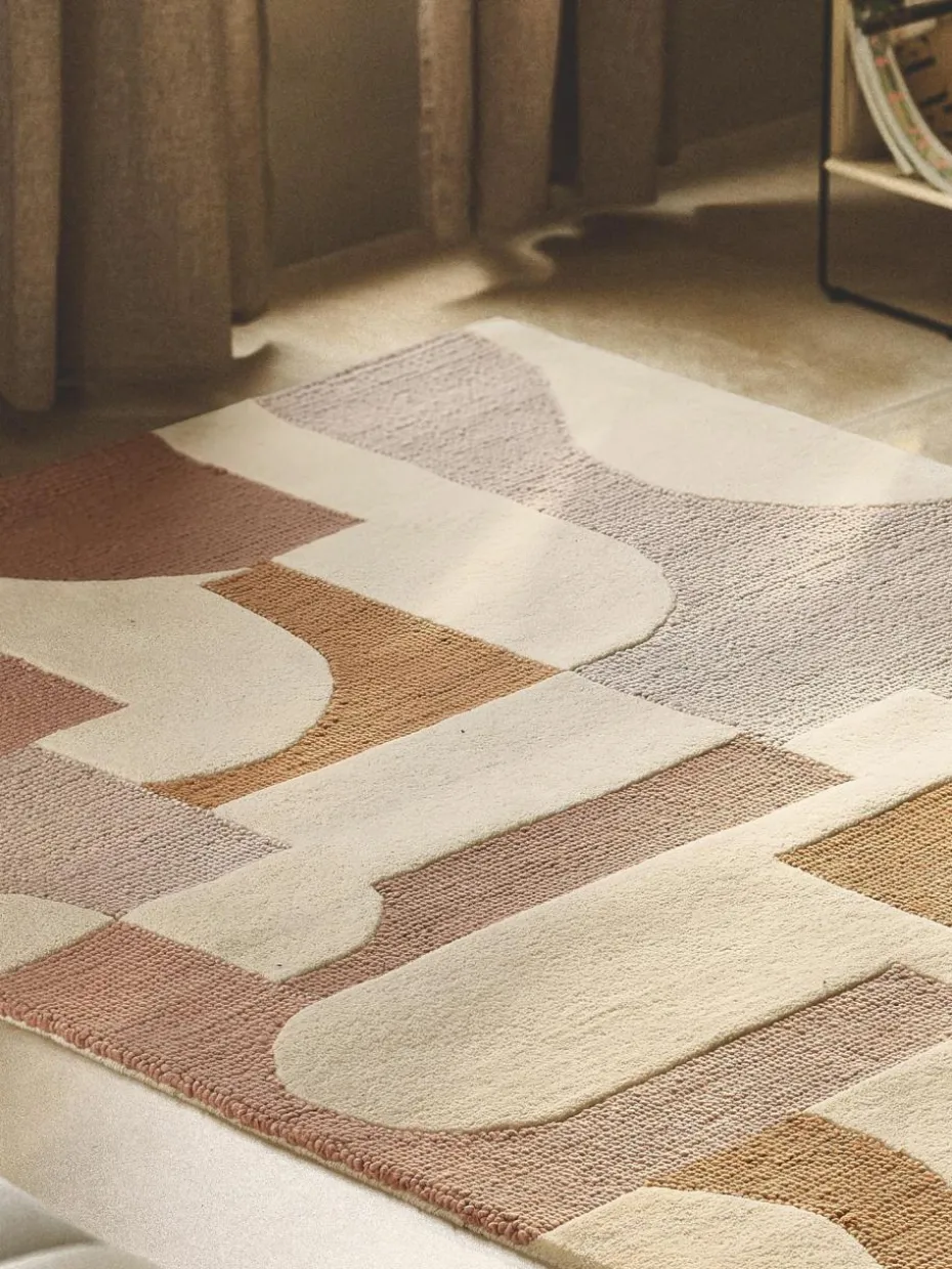 Handgetufteter Wollteppich Corin mit Hoch-Tief-Struktur