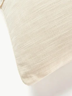 Handgewebte Baumwoll-Kissenhülle Terre mit dekorativer Naht