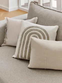 Handgewebte Baumwoll-Kissenhülle Terre mit dekorativer Naht